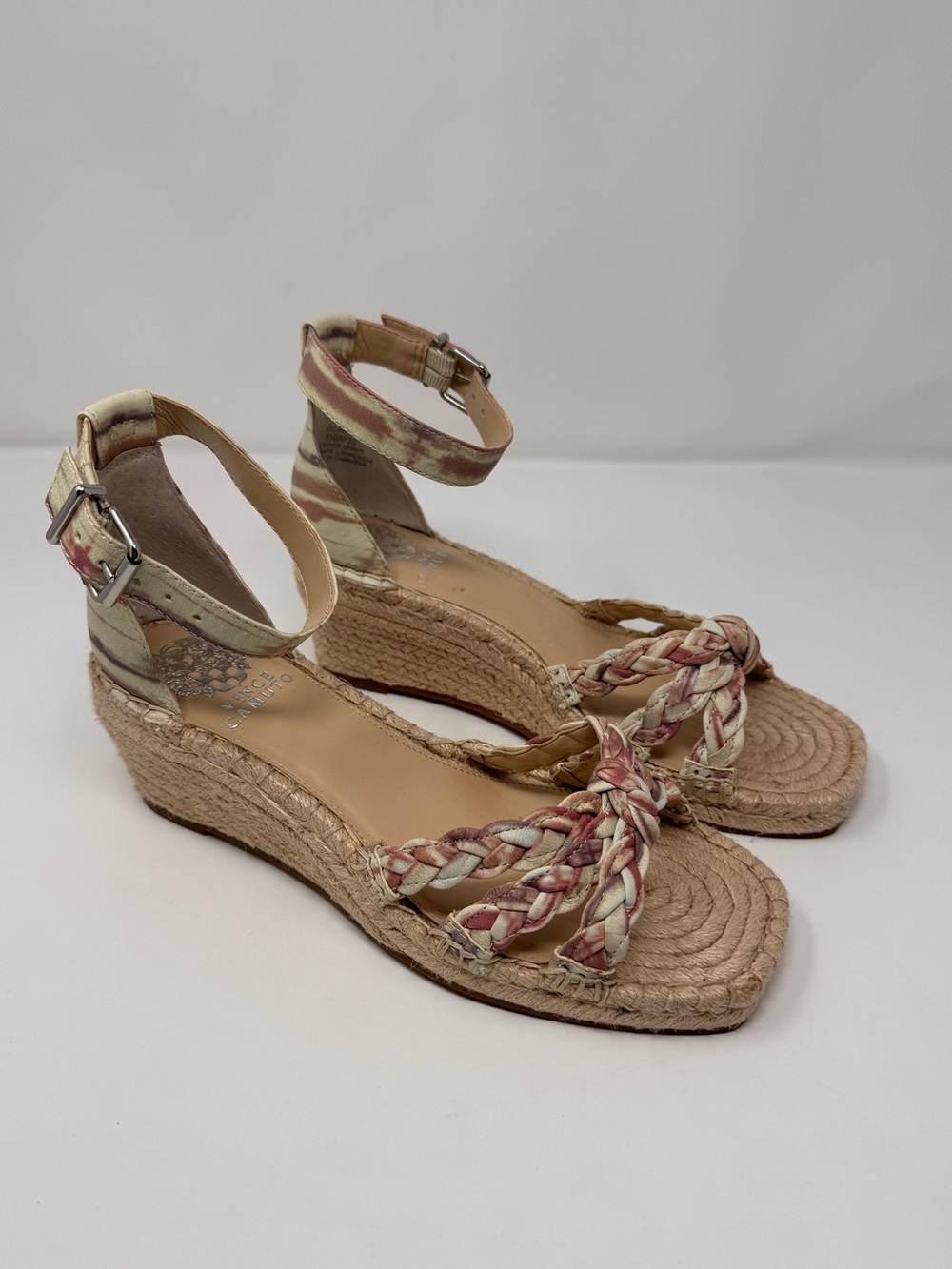 Vince Camuto Wedge Sandals, Sz 8.5, jute braid, boho, summer, breezy, preppy